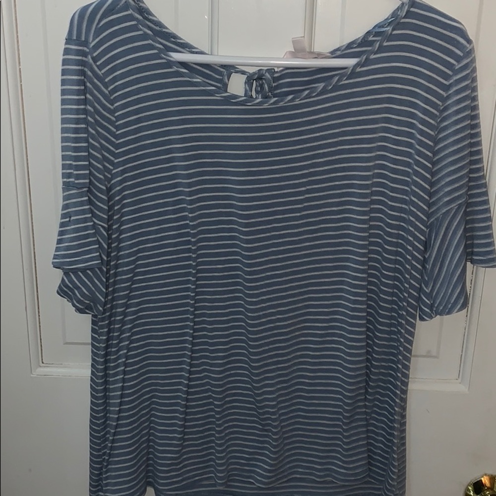 Light blue, white stripped shirt